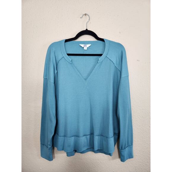 Joy Lab Womens Teal Blue Solid Knit‎ V-Neck Long Sleeve Pullover Sweater Size XL - Picture 1 of 6